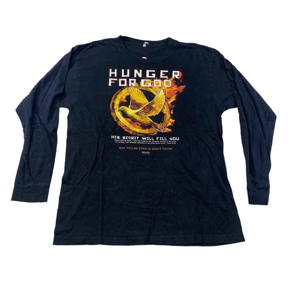 Hunger For God Graphic Tee Thrifted Vintage Style Size L - Picture 1 of 10